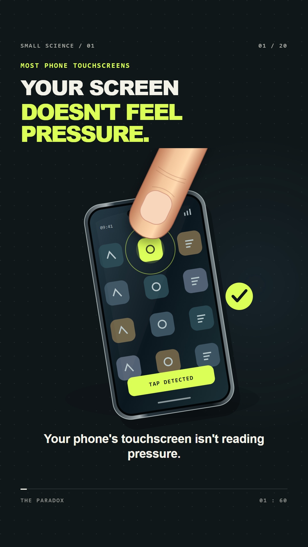 A diagram explaining how a phone touchscreen senses touch